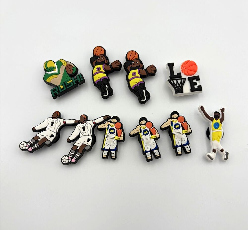 Sports Croc Shoe Charm Jibbitz Set of 10 NBA LeBron James Steph Curry Soccer